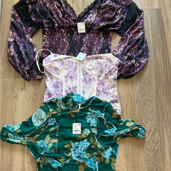 Free People Tops - Free People Floral Women's Top/Body Suits XL NWT purple only